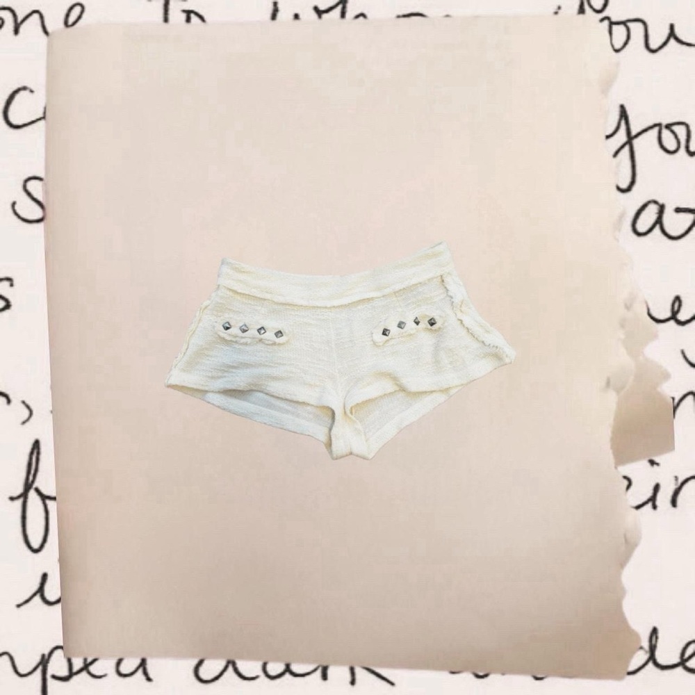lowrise micro mini shorts with stud accents